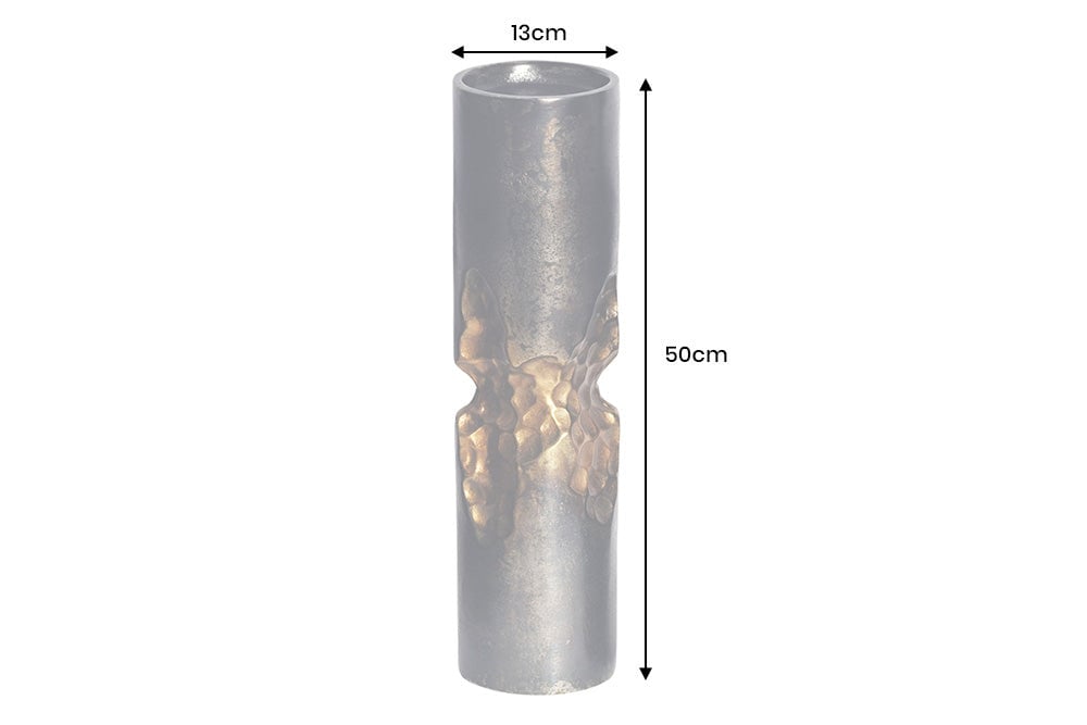 Vase PRECIOUS 50cm marteau effet marteau noir doré - 44890