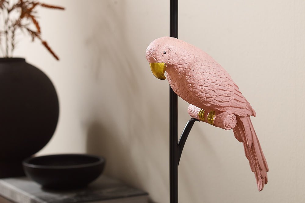 Lampe à poser WILDLIFE 75cm perroquet rose or noir - 44815