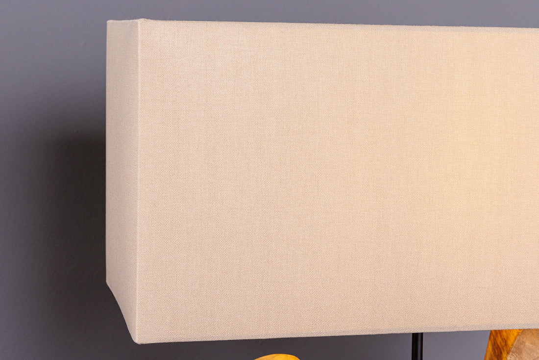 Lampe de table HYPNOTIC 50cm Abat-jour beige bois de teck naturel - 44685