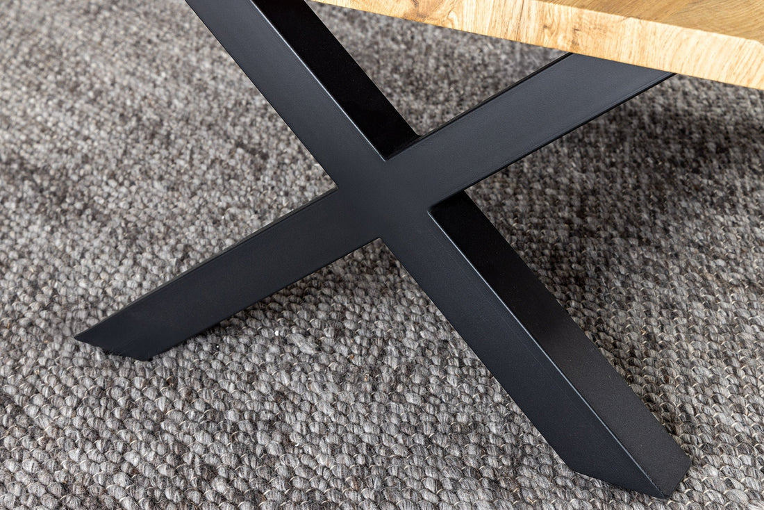 Table basse WILD 90cm plateau 30mm pieds en X aspect chêne sauvage naturel - 45081