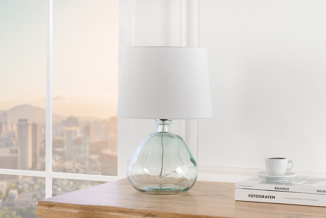 Lampe de table CLASSIC 40cm abat-jour blanc verre recyclé - 44494