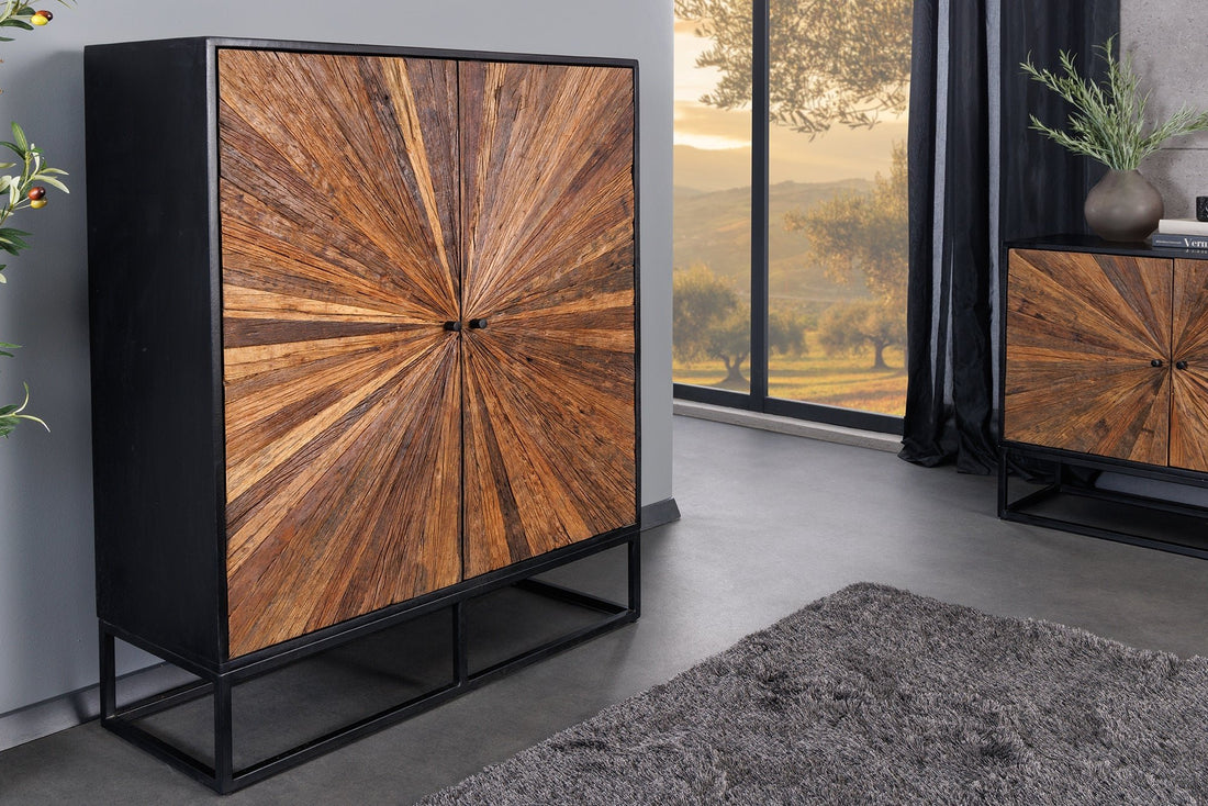 Buffet haut BARRACUDA 120 cm en manguier et teck marron - 44989
