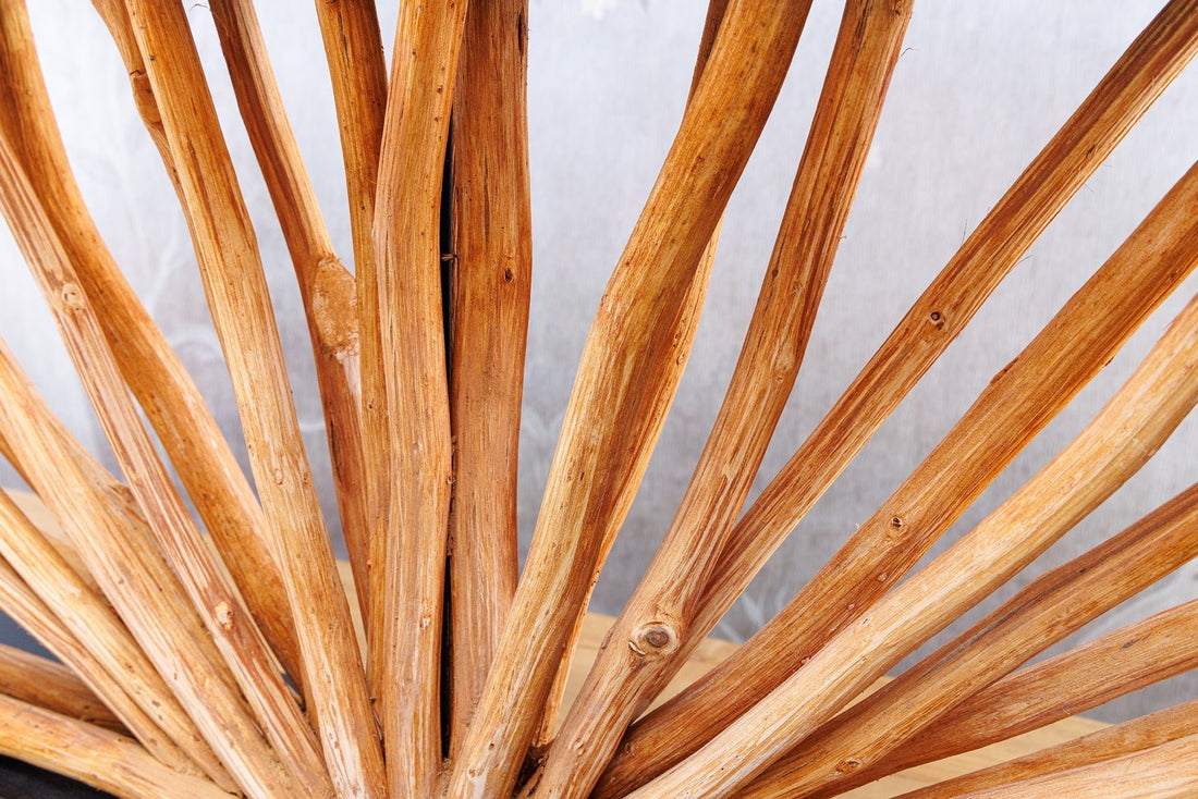 Lampe à poser EUPHORIA 80cm Abat-jour beige bois de longane naturel - 44687