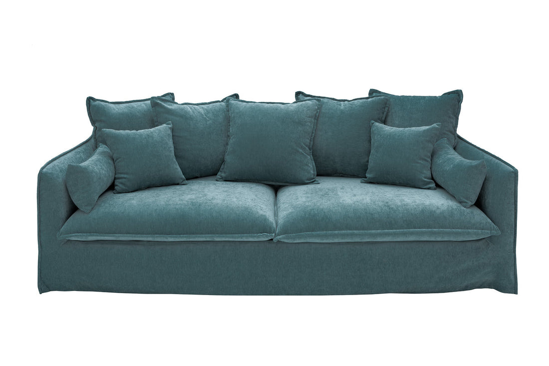Invicta Interior Grand canapé 3 places HEAVEN Sarcelle 200cm housse de canapé amovible à ressorts en velours taupe - 3857