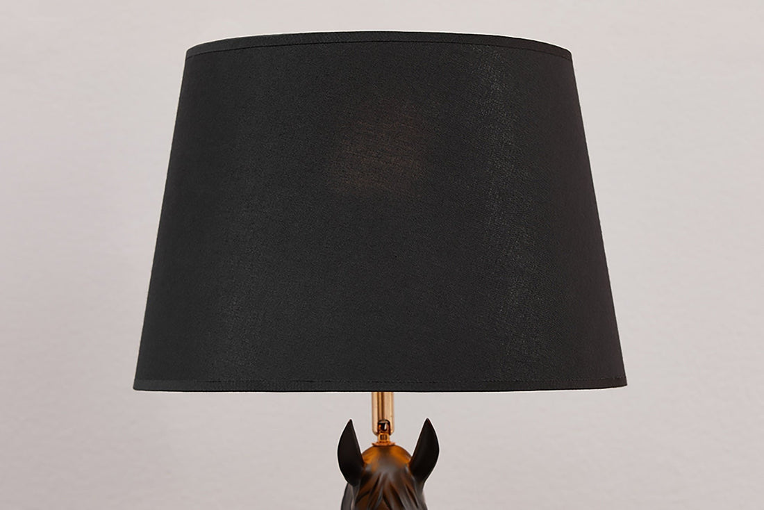 Lampe à poser noire BEAUTY 75cm cheval Sculpture noir or - 45665