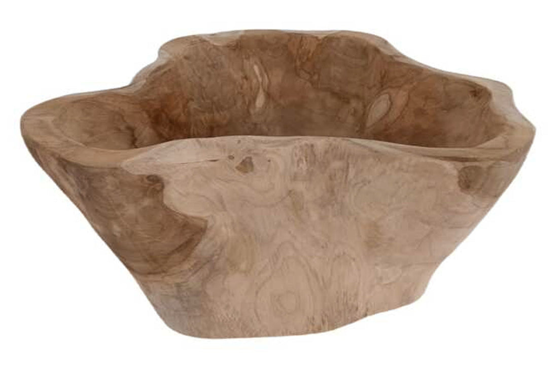 Bol décoratif FLEURS 35cm bois de teck naturel - 44707