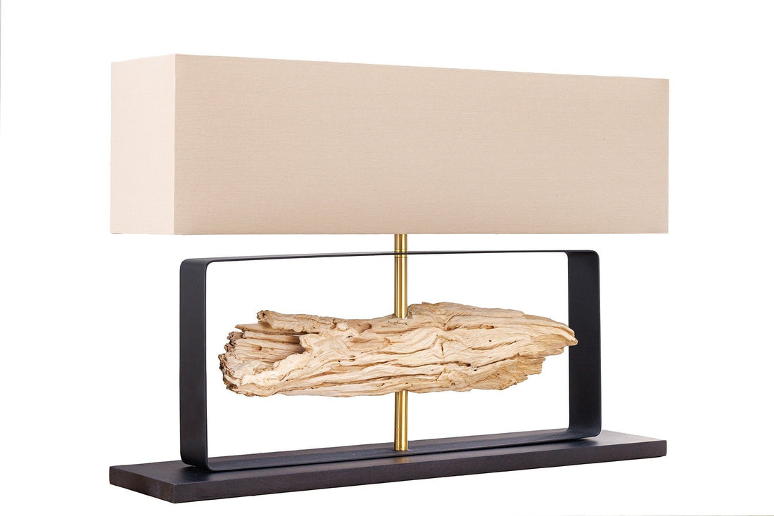 Lampe de table ROUSILIQUE 60cm Abat-jour bois de teck beige naturel - 44689