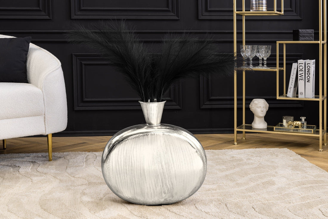 Vase ORIENT L 50cm marteau effet marteau argent - 44867