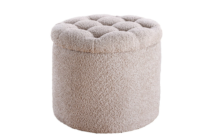 Tabouret MODERN BAROCK STORAGE 50cm boucle champagne - 45066