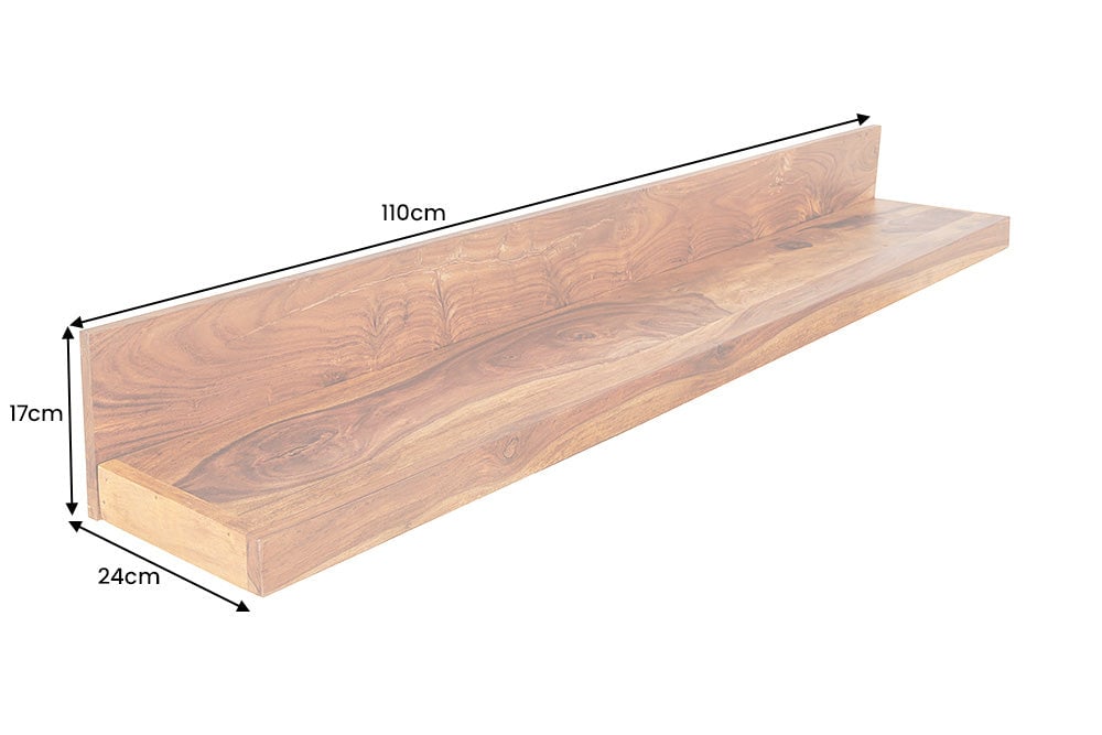 Etagère murale MAKASSAR 110cm finition pierre naturelle bois de sheesham - 44745