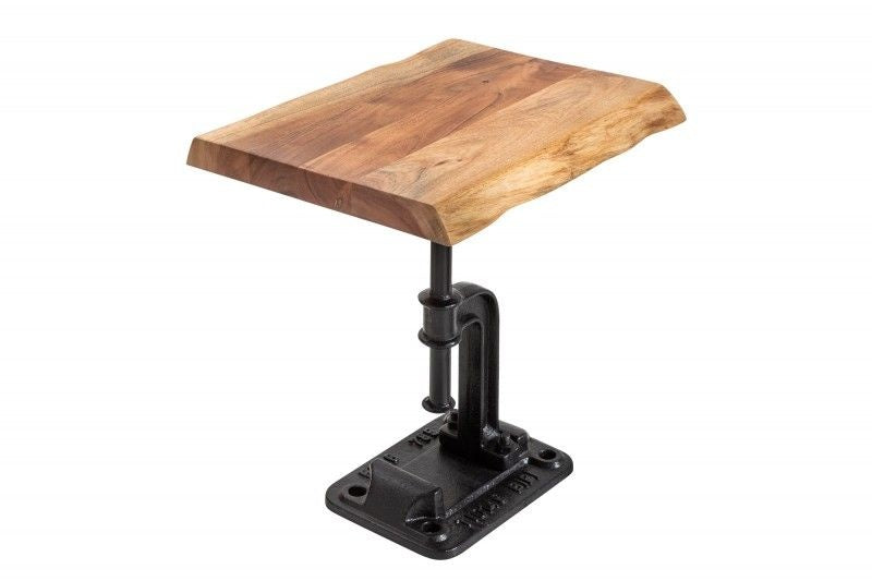 Authentique table d'appoint FACTORY 43cm en bois d'acacia massif design industriel - 39291