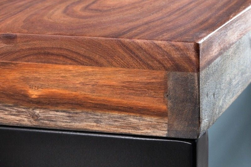 Bureau élégant ELEMENTS 118 cm structure métal Sheesham Finition Fumée - 40280