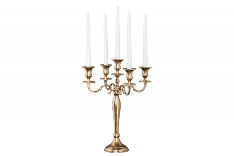 Bougeoir MODERNE BAROQUE 40cm doré lustre à 5 bras bougeoir en aluminium poli - 20409