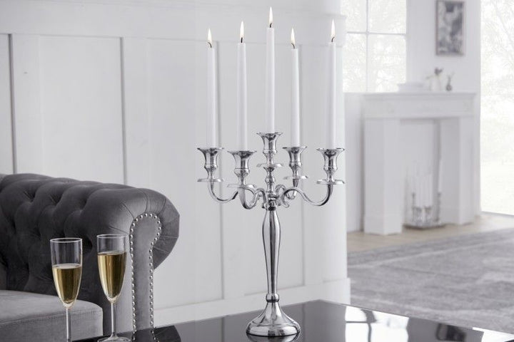Bougeoir MODERNE BAROQUE 40cm argent lustre 5 bras bougeoir en aluminium poli - 17363