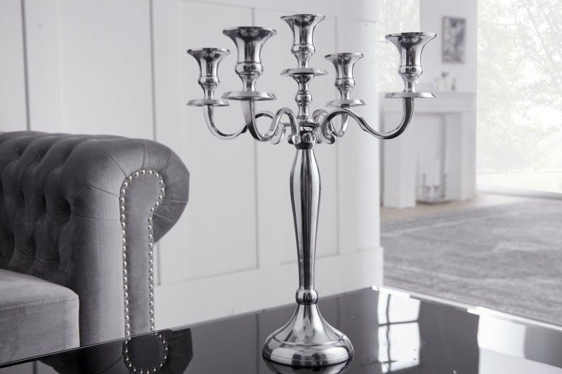 Bougeoir MODERNE BAROQUE 40cm argent lustre 5 bras bougeoir en aluminium poli - 17363