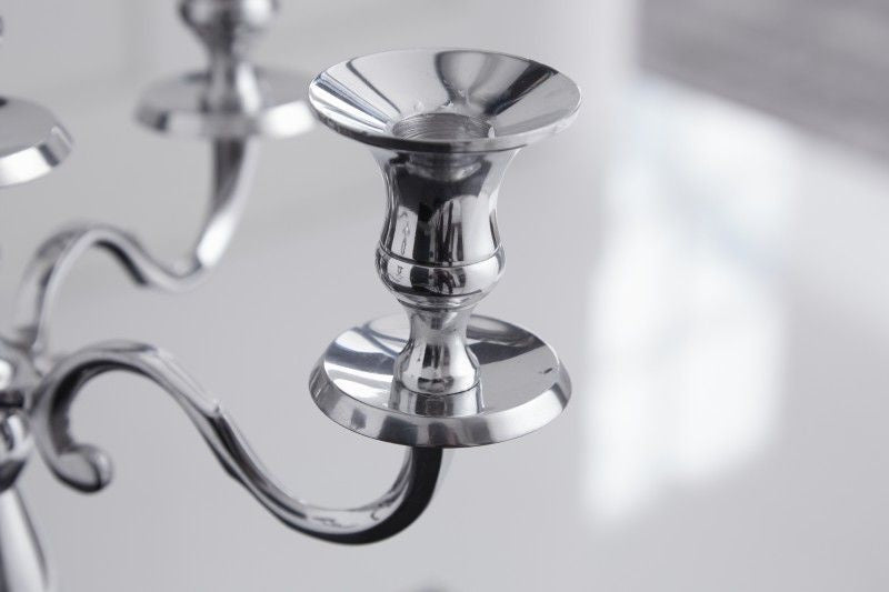 Bougeoir MODERNE BAROQUE 40cm argent lustre 5 bras bougeoir en aluminium poli - 17363