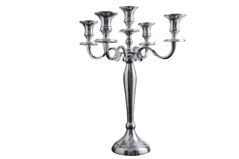 Bougeoir MODERNE BAROQUE 40cm argent lustre 5 bras bougeoir en aluminium poli - 17363
