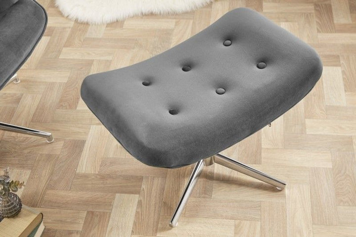 Tabouret élégant MR. LOUNGER velours gris avec structure chromée - 39513