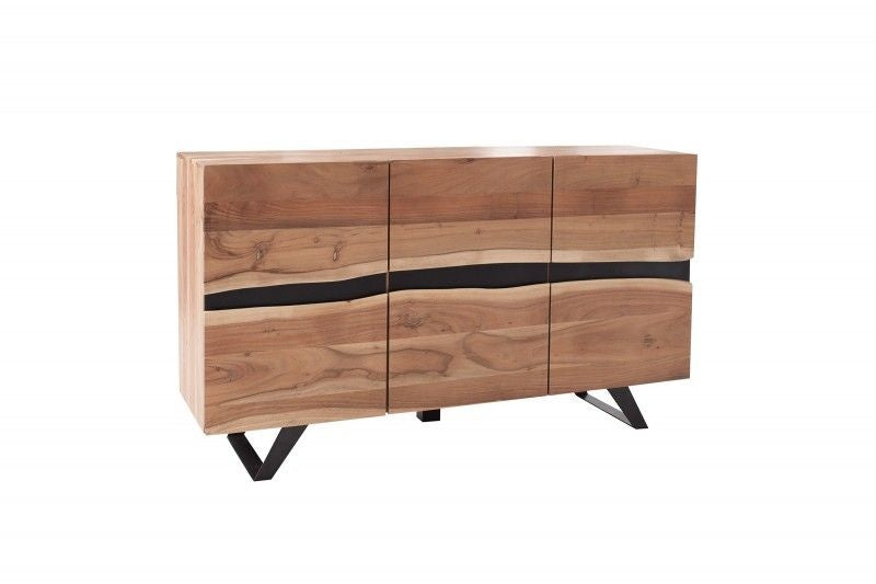 Buffet massif AMAZONAS 150 cm bord d'arbre en métal acacia - 38331