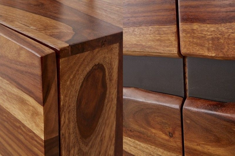Buffet massif AMAZONAS 150cm en bois de Sesham marron avec bordure en arbre - 40193