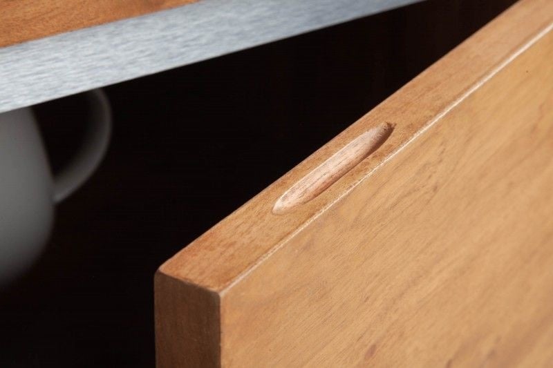 Buffet en tronc d'arbre massif MAMMUT 170cm piètement luge en acacia en inox - 36555