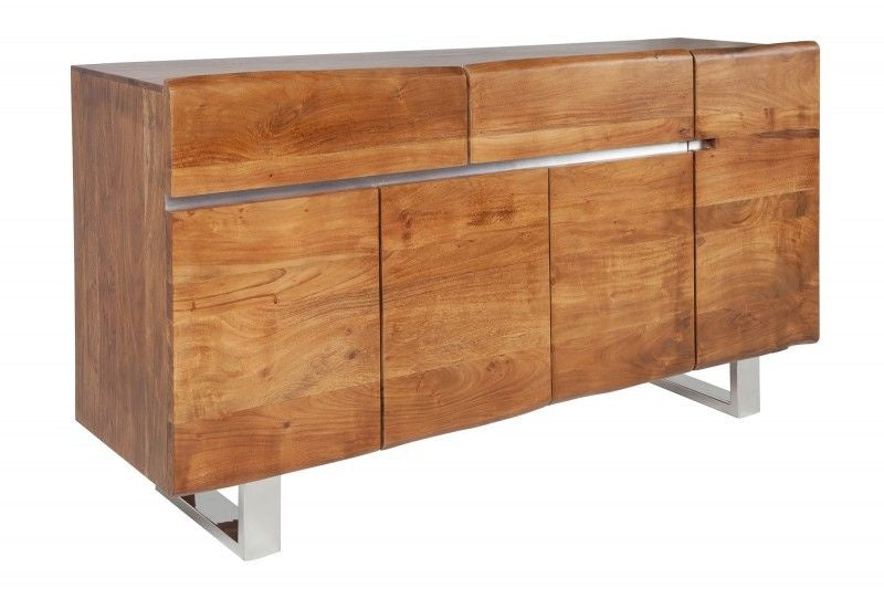 Buffet en tronc d'arbre massif MAMMUT 170cm piètement luge en acacia en inox - 36555