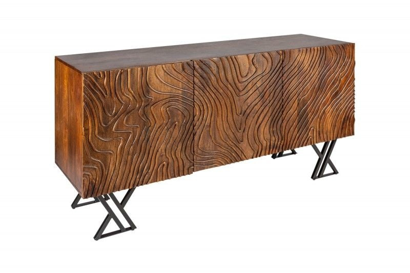Buffet fait main FLUID 160 cm en bois de manguier avec façade allongée - 40244