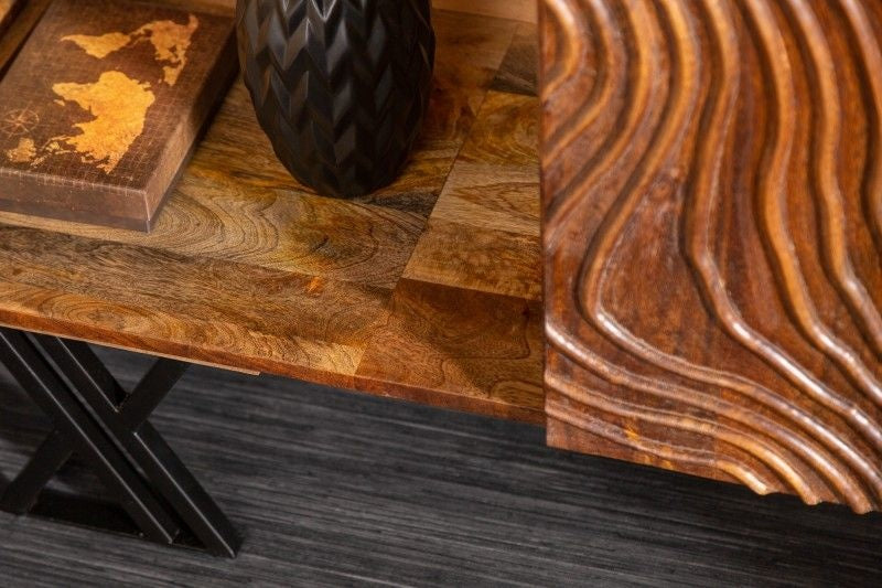 Buffet fait main FLUID 160 cm en bois de manguier avec façade allongée - 40244