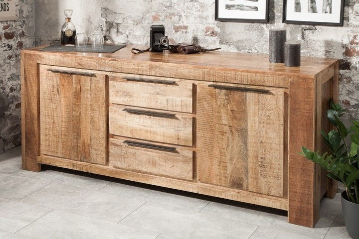 Buffet massif IRON CRAFT 174cm en bois de manguier fait main - 38930