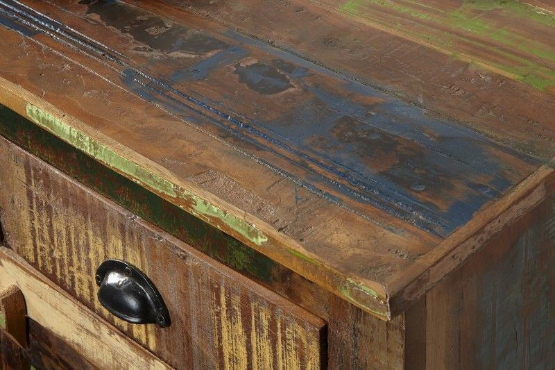 Buffet unique JAKARTA 160cm en bois massif recyclé coloré provenant de bateaux de pêche - 40126