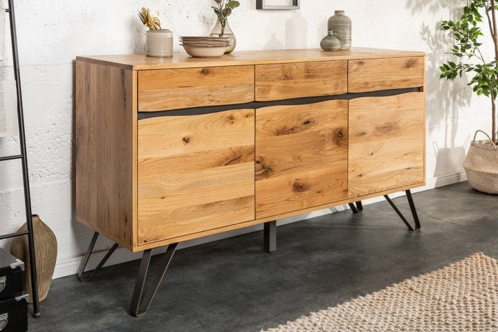 Buffet massif LIVING EDGE 160cm chêne sauvage huilé bord d'arbre - 39435
