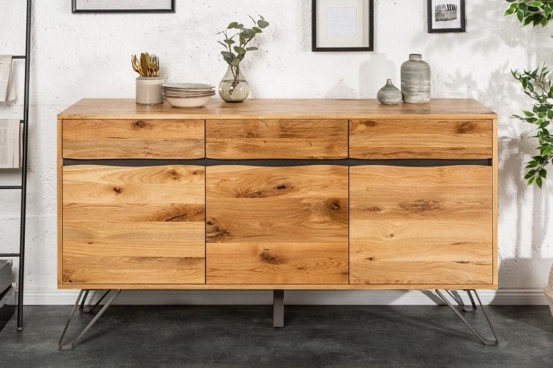 Buffet massif LIVING EDGE 160cm chêne sauvage huilé bord d'arbre - 39435