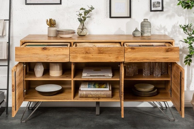 Buffet massif LIVING EDGE 160cm chêne sauvage huilé bord d'arbre - 39435