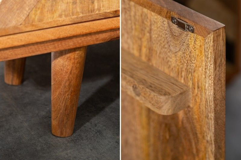 Buffet élégant LONG ISLAND 160cm aspect manguier avec motif rétro - 40053