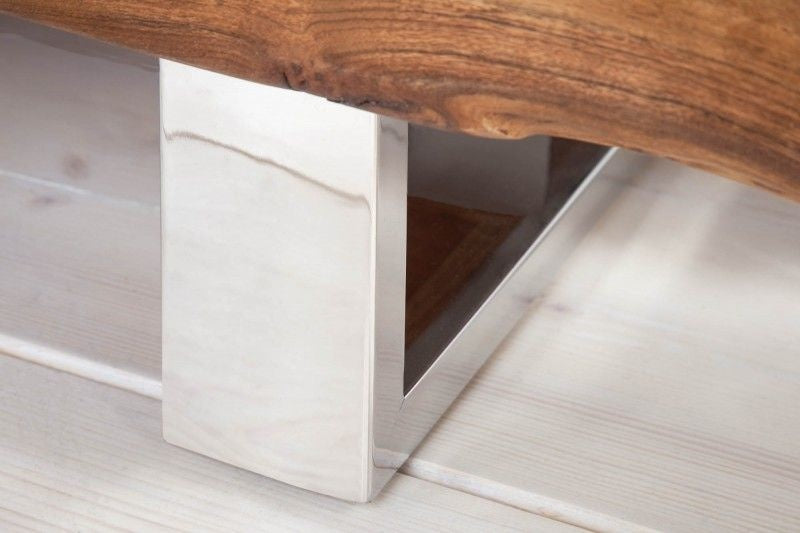 Buffet tronc d'arbre massif MAMMUT 135cm acacia piètement luge en inox - 38473