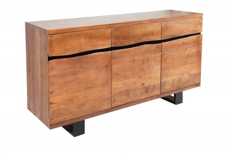 Buffet en bois massif MAMMUT 160 cm bord d'arbre en métal finition miel d'acacia - 39364