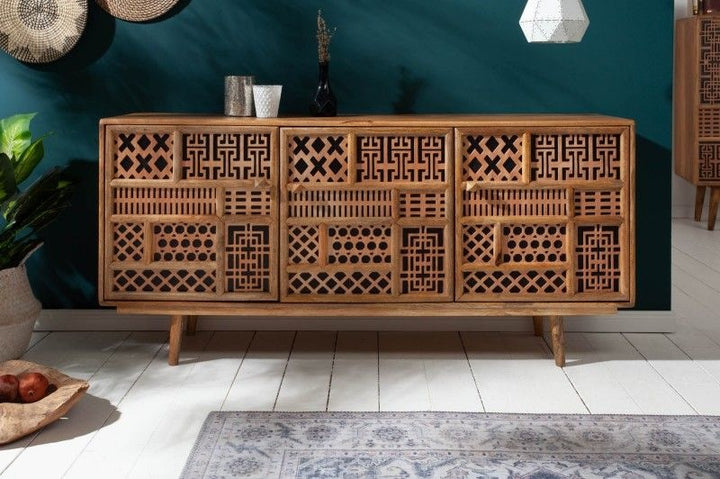 Buffet massif MARRAKESCH 160 cm en manguier à décoration style bohème - 40247