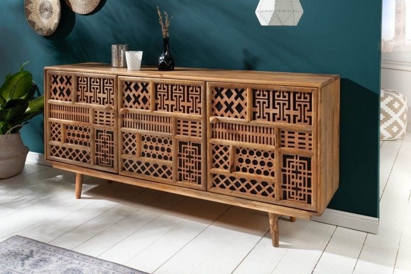 Buffet massif MARRAKESCH 160 cm en manguier à décoration style bohème - 40247