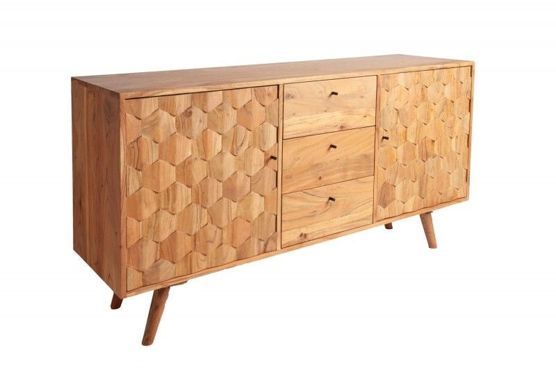 Buffet massif MYSTIC LIVING 145cm acacia naturel surface 3D bois massif - 38420