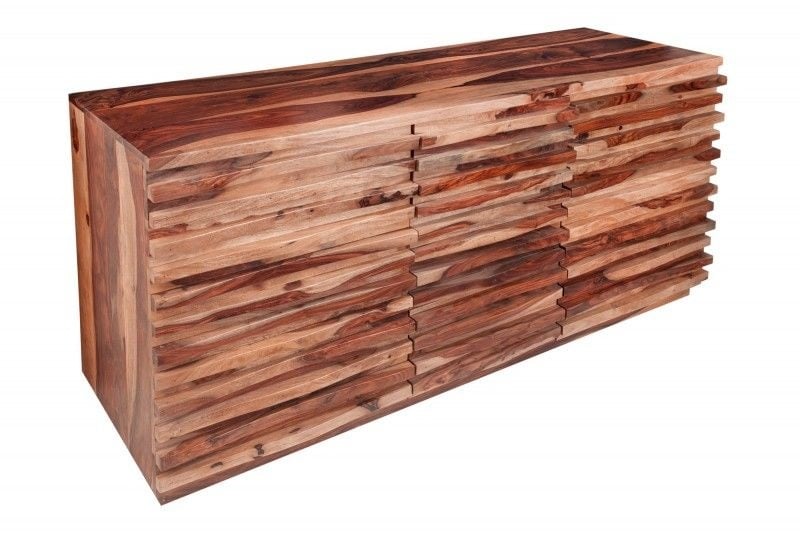 Buffet massif RELIEF 160 cm en bois de Sesham avec façade détaillée - 38410