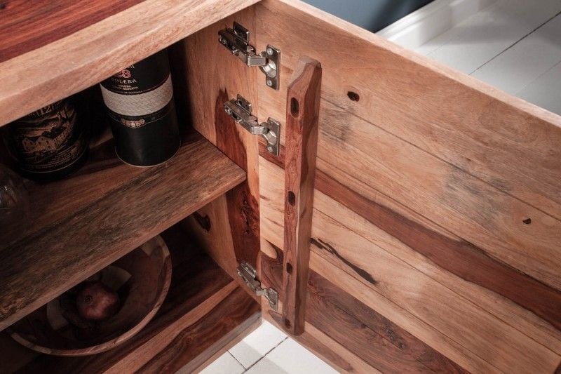 Buffet massif RELIEF 160 cm en bois de Sesham avec façade détaillée - 38410