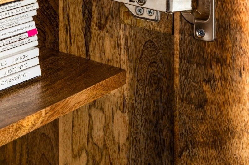 Buffet massif SCORPION 177 cm en bois de manguier noir avec sculpture 3D détaillée - 39232