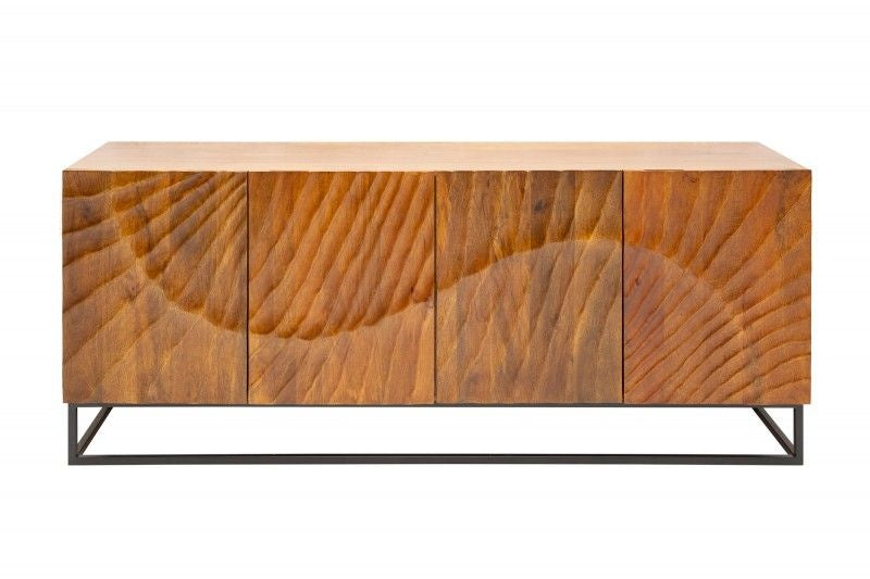 Buffet massif SCORPION 177cm en bois de manguier marron sculpture 3D détaillée - 40182