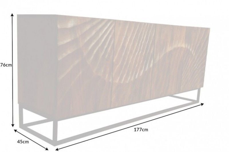 Buffet massif SCORPION 177cm en bois de manguier marron sculpture 3D détaillée - 40182