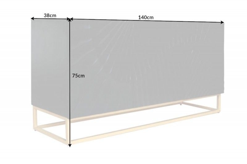 Buffet massif SCORPION 140 cm en manguier noir avec gravures 3D détaillées - 41399