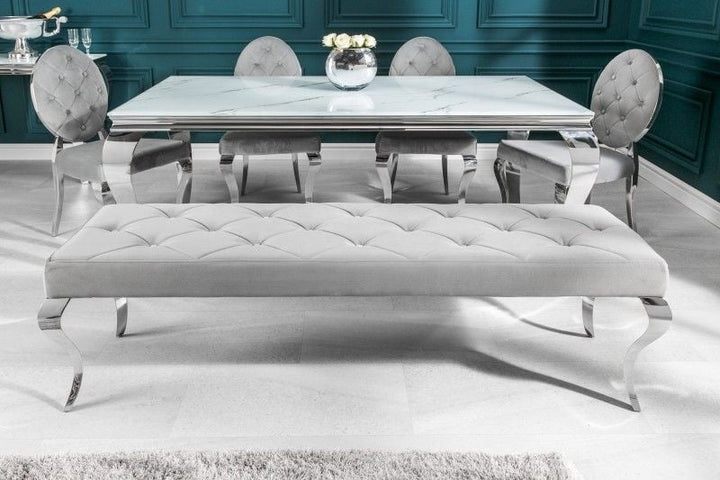 Canapé élégant MODERNE BAROQUE 172cm velours gris noble acier inoxydable - 39161