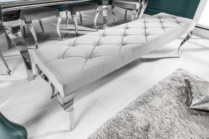 Canapé élégant MODERNE BAROQUE 172cm velours gris noble acier inoxydable - 39161