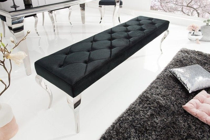 Canapé élégant MODERN BAROQUE 172cm velours noir acier inoxydable - 39160