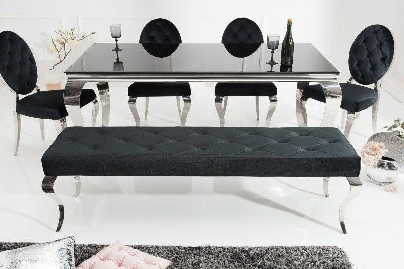 Canapé élégant MODERN BAROQUE 172cm velours noir acier inoxydable - 39160