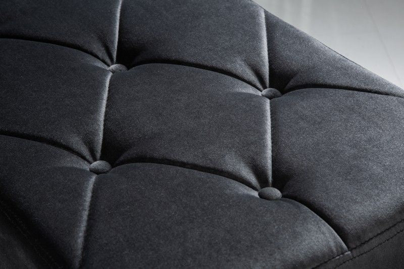 Canapé élégant MODERN BAROQUE 172cm velours noir acier inoxydable - 39160